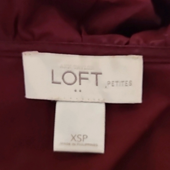 LOFT RUFFLED WINE COLOR Wrap Blouse - Picture 10 of 10